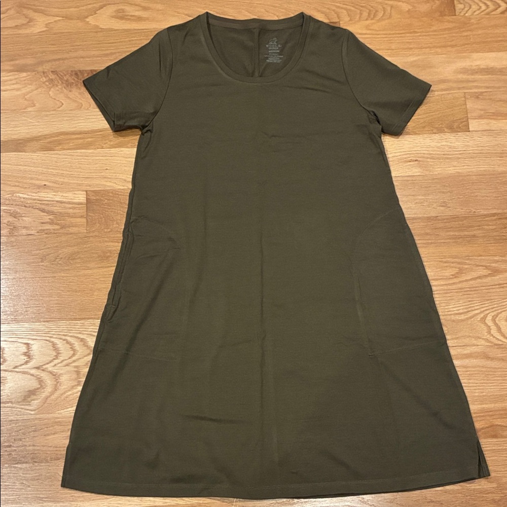 Woolx Medium Georgie Olive Green Short Sleeve Dress
